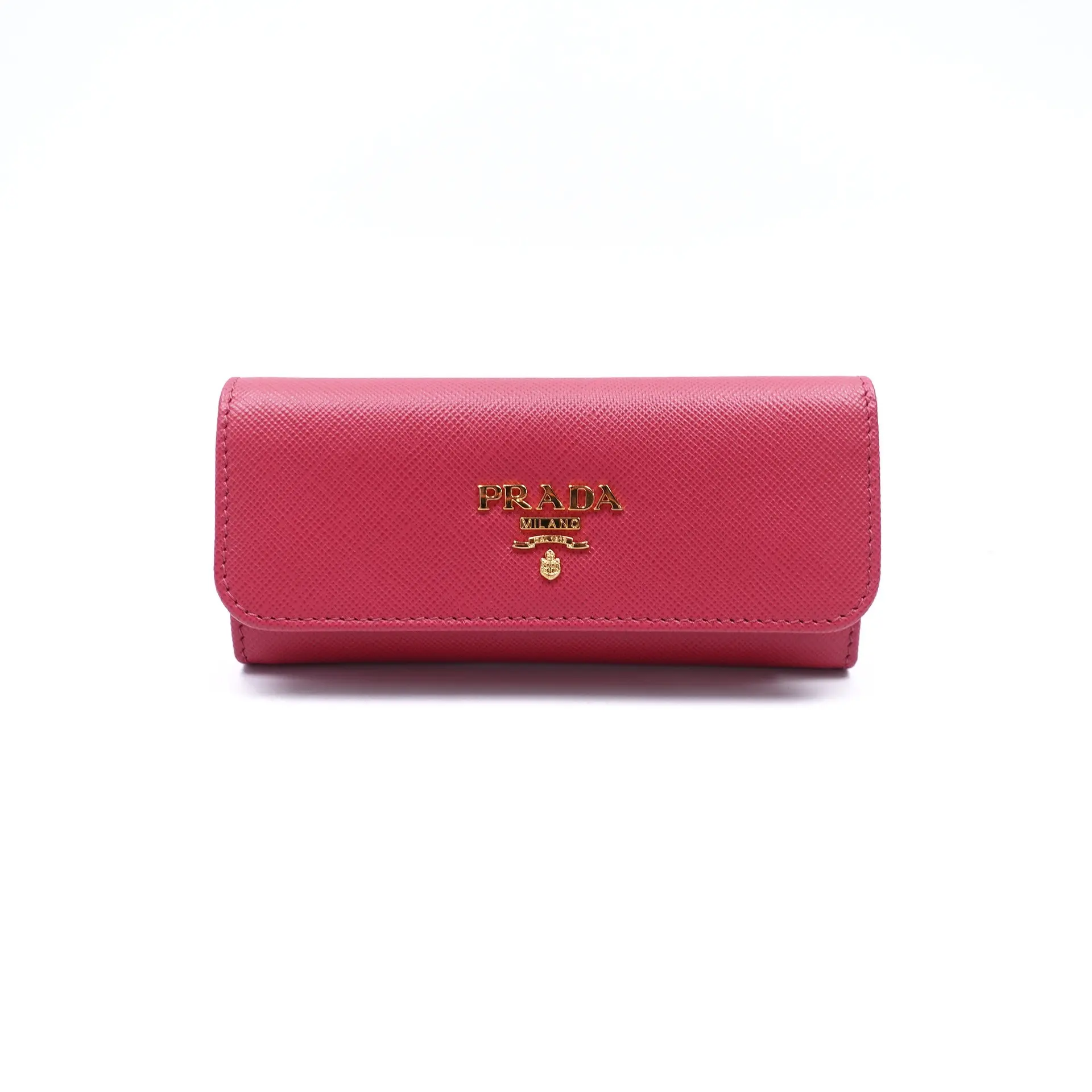 Pre-owned PRADA Calfskin Small Leather Goods Pink Saffiano Key Bag T10410547