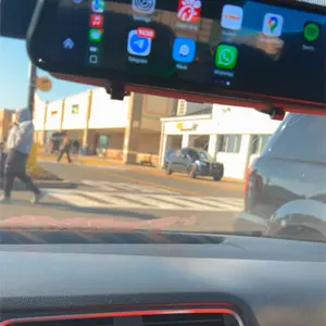 9.66-inch High Definition Screen CarPlay Car In-Mirror Mounted Video Player Suppport Rear Camera Supports Android Auto With Voice Control Rear Camera(Can be attached to the original rear view mirror)