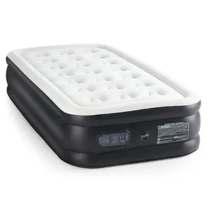 Air Mattress 18" Inflatable Blow Up Mattress Airbed with Built-in High Capacity Pump Double Height Adjustable Non-Slip Bottom Design Comfortable Skin-Friendly Flocking Top