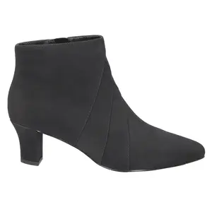 Easy Street Womens Falcon Pointed Toe Zippered Casual Boots Ankle Mid Heel 2-3" - Black