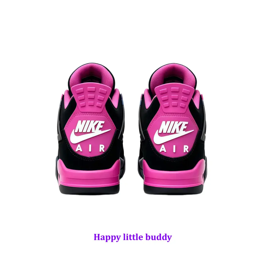 Black Mid-Top Retro Basketball Shoes with Hot Pink Accents, Matte Leather + Breathable Mesh, Sweet & Edgy Contrast Silhouette for Summer Outfits & Valentine’s Day Gifts