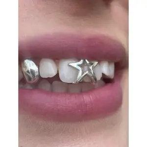 1pc Hollow Star Teeth Grills, Simple & Fashionable Grillz Suitable For Men And Women, Casual Wear