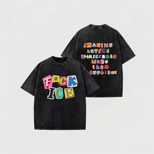 Vintage Washed Anti-ICE Magazine Tee - 100% Cotton Double-Sided Unisex T-Shirt | TikTok Viral Human Rights Statement Tee
