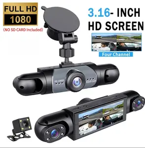 4 Channel Car Dash Cam 1080P HD DVR Night Vision Parking Mode 3.16" Screen Front Rear Left Right Cameras Dashcam (NO SD Card Included)