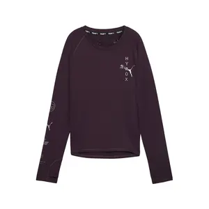 PUMA Womens X Hyrox Run Cloudspun Crew Neck Long Sleeve Casual Tops Casual - Purple