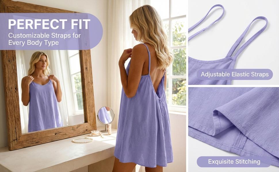 Backless Cami Dresses for Women Cami Lounge Dress Backless Solid Color Sleeveless House Dress Long Sundress with Back Tie
