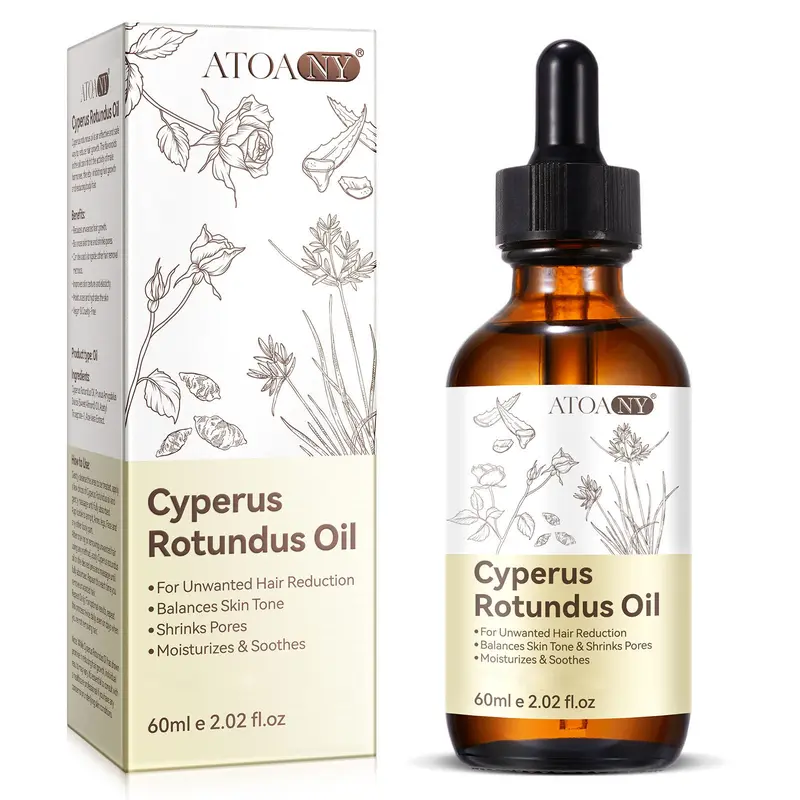 ATOANY Cyperus Rotundus Oil (60ml) Hair Removal Wax Roller Set for Adults - Body Care Cosmetic with Sweet Almond Oil, Moisturizes & Soothes Skin, Shrinks Pores, Suits All Skin Types, Daily Moisturizer