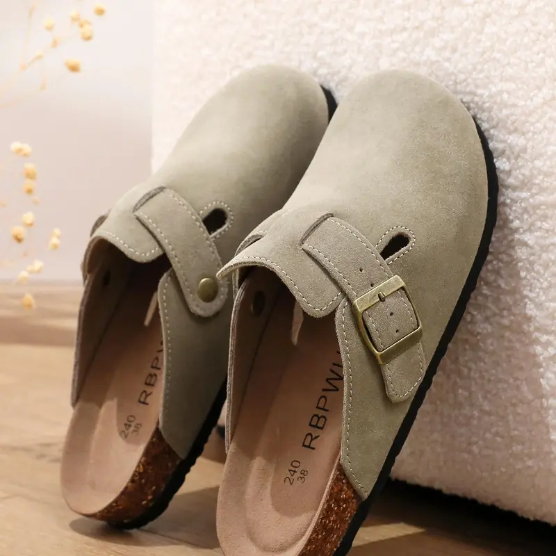 Suede Clogs For Women And Men with Arch Support-Stylish Leather Mules for Men and Women, Comfortable Potato Shoes with Arch Support for All-Day Comfor