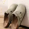 Suede Clogs For Women And Men with Arch Support-Stylish Leather Mules for Men and Women, Comfortable Potato Shoes with Arch Support for All-Day Comfor