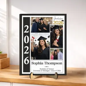 Personalized Graduation Photo Wooden Sign, Custom Graduation Frame, Class of 2026 Keepsake, Graduation Decoration, Congrats Graduate Gift, Graduate University With Family, Gift for Him Her
