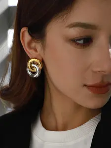 Ladies Earrings Jewelry In Gold And Silver Color Geometric Smooth Finish 8 Shaped Oval Stainless Steel 18k Gold Plated Waterproof And Anti Allergy Minimalist Urban Casual Accessories