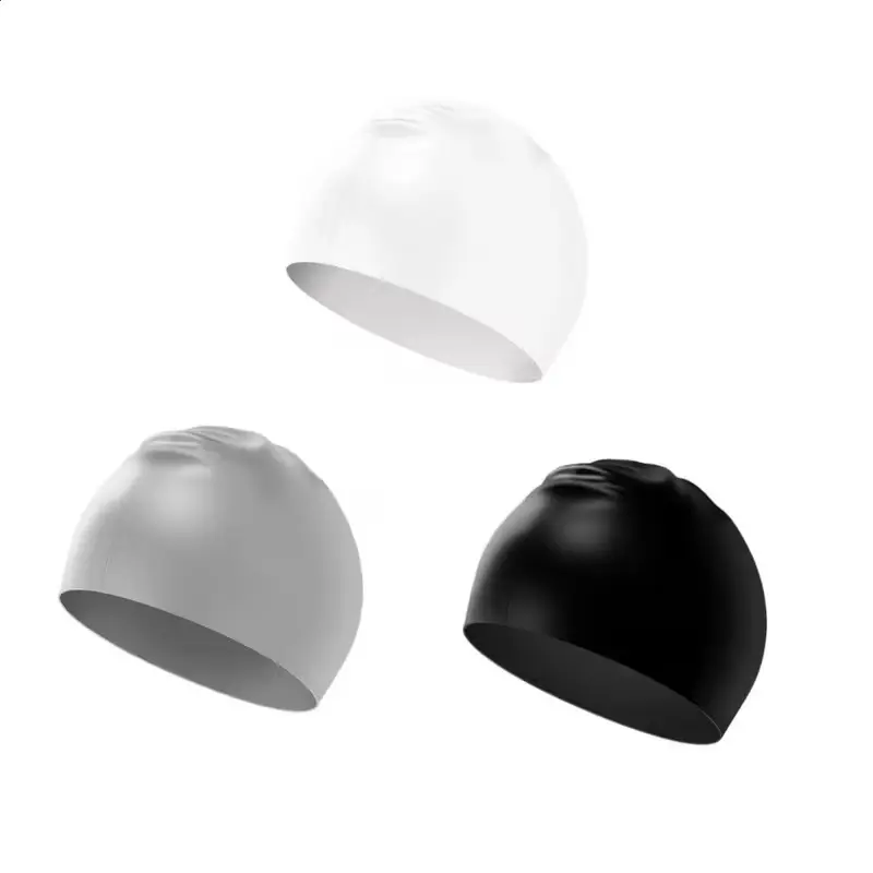 Unisex 3pcs High-Elasticity Silicone Swim Caps - Elastic Edge Snug Hold, Comfortable Non-Slip Waterproof, Chlorine-Resist Durable Hair Protection for All Lengths, Adult Pool/Ocean Swimming Sports Accessory