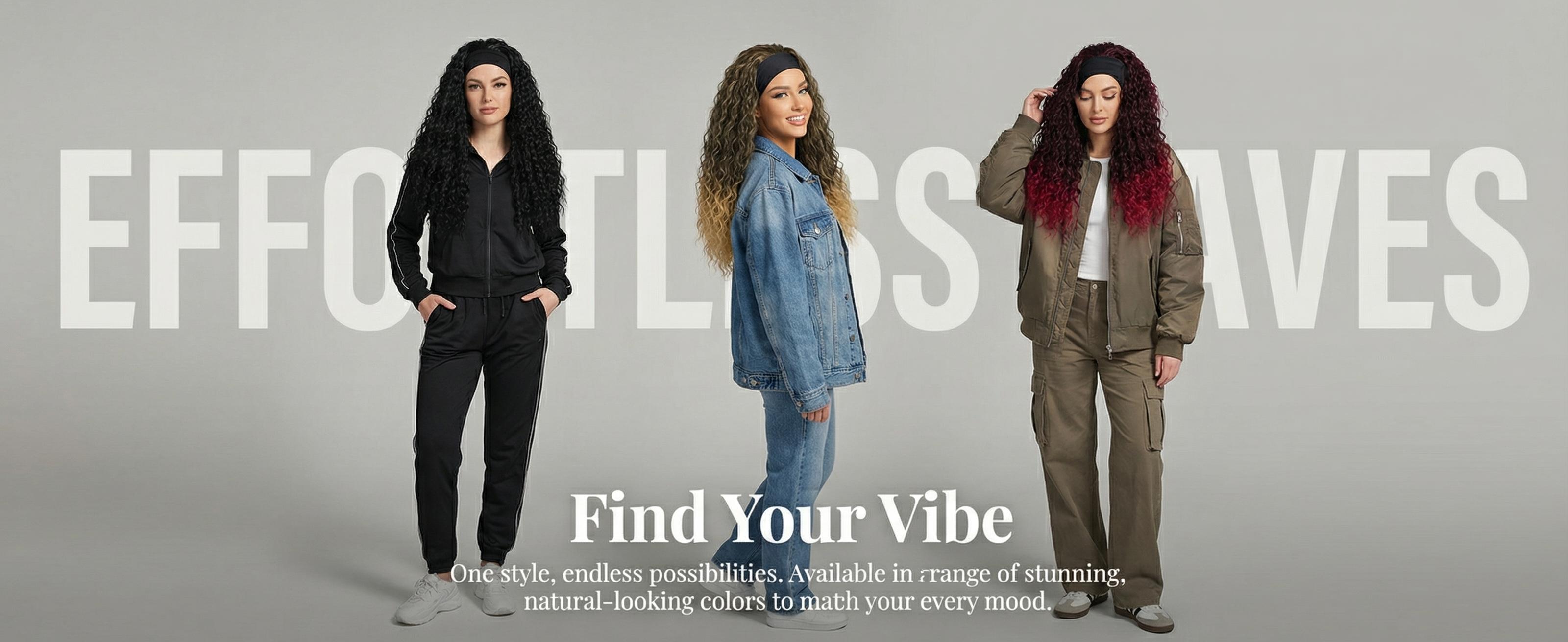 Silk Satin Ribbon Deep Wave Synthetic Headband Wig - No glue, no lace design, convenient headband wig for women without the need for adhesive | Four Seasons Series Deep Wave Hair Accessory Beauty Enhancer