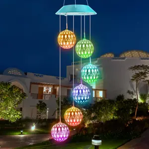 Solar-powered LED waterproof wind chime light, color-changing Moroccan-style spherical wind chime, a gift for mom, waterproof outdoor decorative light, suitable for indoor and outdoor use, porches, gardens, and patios