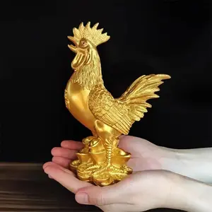 Golden Chicken Decoration Gold Plating Lucky Cock Resin Statue Living Room TV Cabinet Figurines Chinese decorations