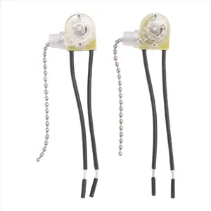 Ceiling Fan Light Switch Zing Ear ZE-109 Two-Wire Light Switch with Pull Cords for Ceiling Light Fans Lamps 2Pcs Silver