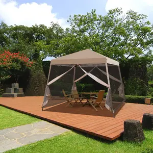 10 Ft. W X 10 Ft. D Steel Pop Up Slant Leg Patio Gazebo With Netting