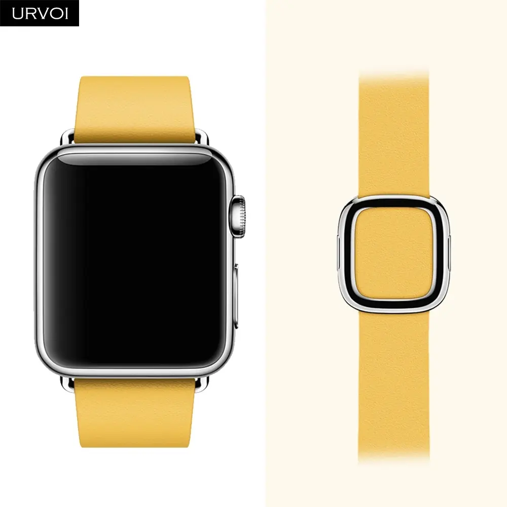 URVOI Modern buckle band for Apple Watch series 10 9 8 7 6 SE 5 fine leather strap for iWatch quality wristband colorful style Smart Watch Straps Smartwatch Replacement Straps