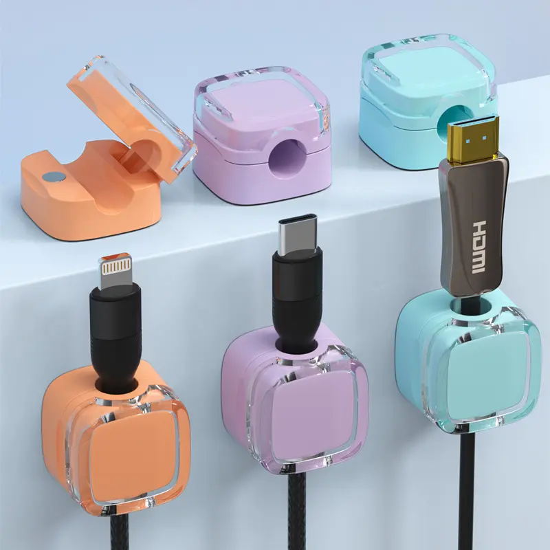 Cable Management Clips for Desks Self Adhesive No Drill Cable Organizer Magnetic Cord Clamps for Phone Charger Headphones Power Banks, Cable Management Kit, Desk Accessories Adjustable Dividers