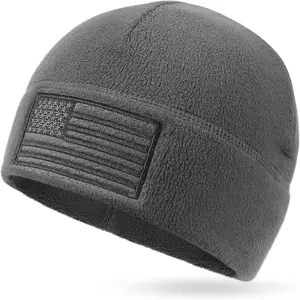 American Flag Fleece Watch Cap, USA Multi-Season Army Military Tactical Beanie, Winter Warm Beanie