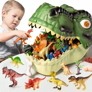 Realistic Jurassic Dinosaur Toy Set, Includes Eggs, Tree, Fence Scene, Buildable Dinosaur World, Educational Model for Kids 3-8 Years
