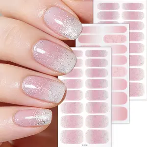3pcs Soft Pink Shimmery Gradient Nail Wraps-Delicate Glitter & Ombre Finish, Peel & Stick Tool-Free, Easy Apply for Beginners, for Date/Daily Gentle Salon-Worthy Nails, Trendy Sweet-Tone Decor for Elegant Charming Hands, Nail Accessories