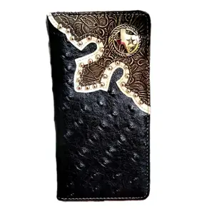 Texas Western wallet Cowboy wallet rodeo wallet Ostrich textured look faux leather bifold wallet