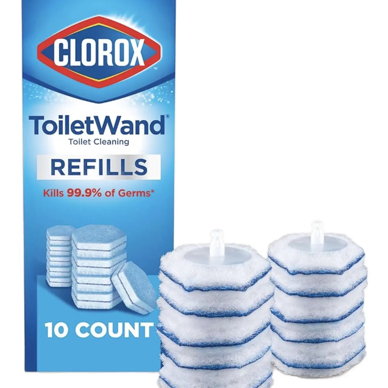 Clorox ToiletWand Disinfecting Refills, Pack of 10 - Kills 99.9% of Germs Bowl Cleaning Household Cleaner Pad