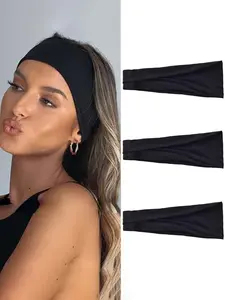 3pcs Black Hair Care Headband, Sports Headbands, Light, Thin, Breathable, Elastic, Suitable For Outdoor Sports, Leisure, Multi-Purpose Hair Accessory, Suitable For Hair Styling And Tying