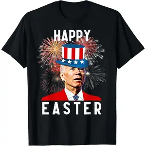100%cotton Joe Biden Happy Easter for Funny 4th of July T-Shirt