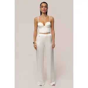 Champagne Deserae Satin Pants