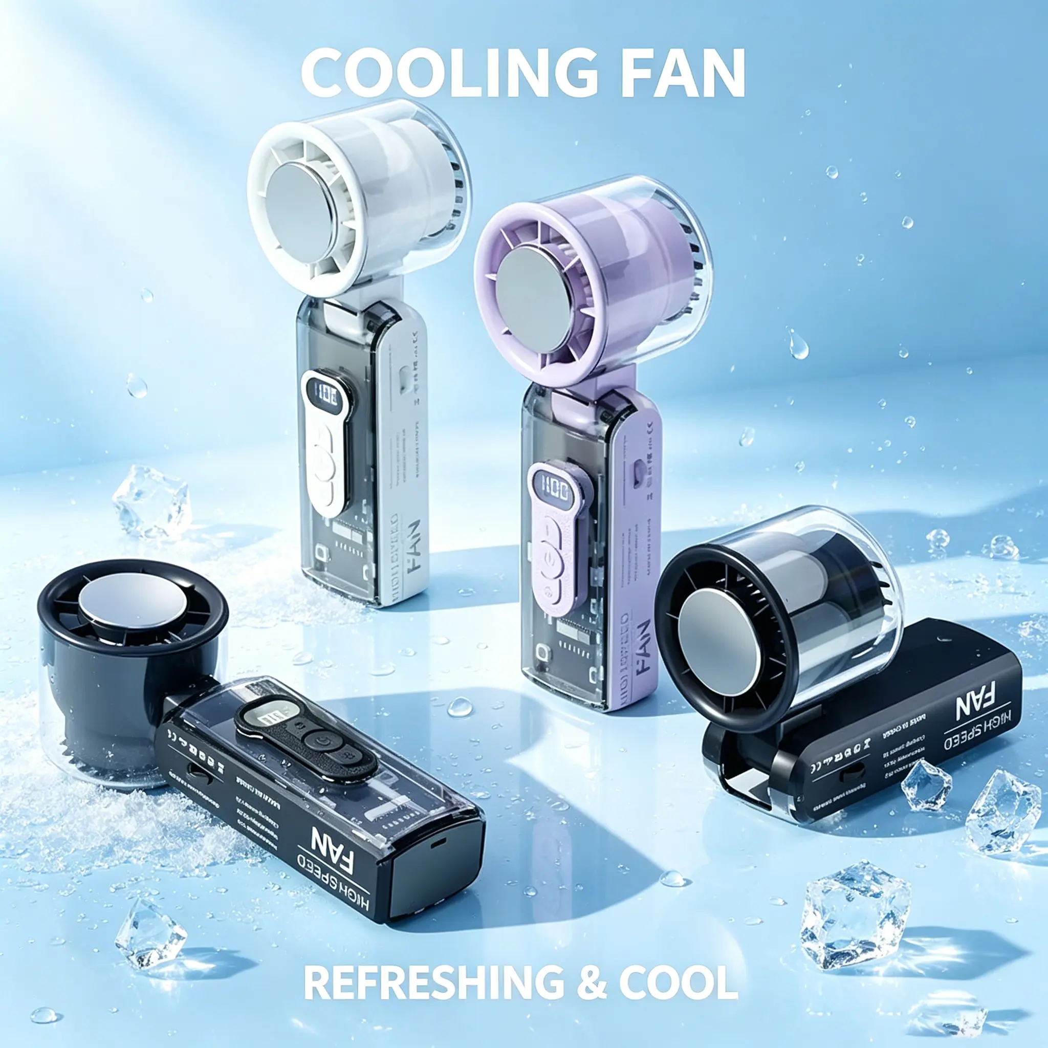 Foldable Neck Hanging Portable Mini Air Conditioner Cooling Fan 100 Adjustable Speeds Built-in Night Light USB Rechargeable Handheld Cool Fan Summer Travel Outdoor Vacation Essentials Gift for Men Women