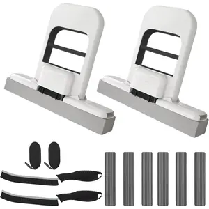 2 Pcs Mini Mop for Small Spaces, Foldable Self-Squeeze Wet and Dry Sponge Mop, Black Portable Cleaning Small Mop for Desktop, Kitchen Counter, Bathroom Tile, Glass-with 6 Pads ,2 Brushes, and 2Hooks