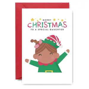 1PC Personalized Christmas Greeting Card, Special Daughter Design, "Merry Christmas To A Special Daughter" Card, Perfect for Parents' Holiday Season Wishes to Daughter