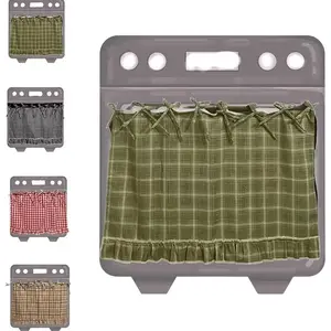 Handmade oven skirt, farmhouse-style kitchen decoration, ribbon straps, hangers and ruffled edges, rural oven door curtain decoration for oven skirt. Suitable for cabins and daily kitchens. Household Items