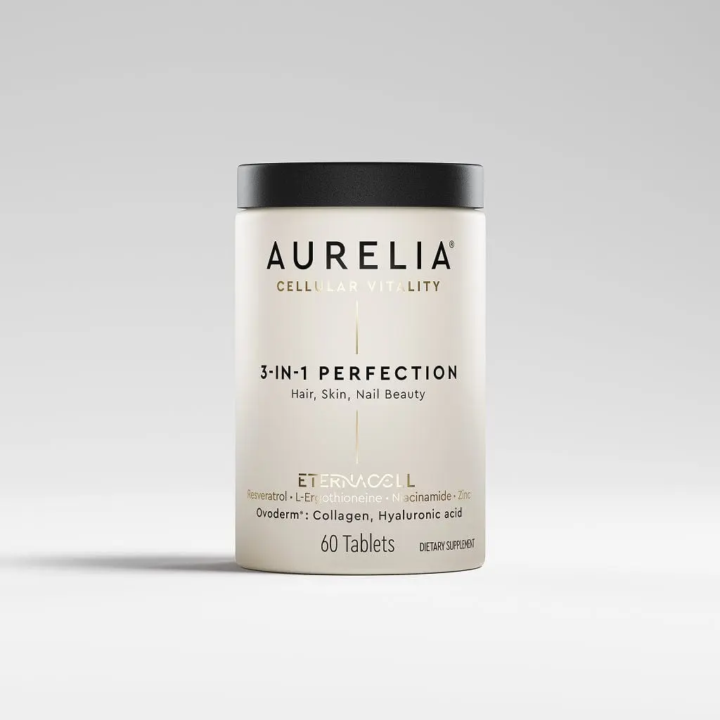 AURELIA 3-in-1 Perfection | Advanced Cellular Anti-Aging Supplement | Boost Collagen Production & Strengthen Hair, Skin, Nails | with Zinc, Resveratrol, Niacinamide & Ergothioneine