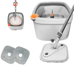 TikStar Spin Mop & Bucket Set with Self-Separating Dirty Water & Clean Water System, Self-Drying 360° Spin Square Mop Head for Hardwood Tile Marble Floors,Cleaning Mop after the party,adjustable hand tool