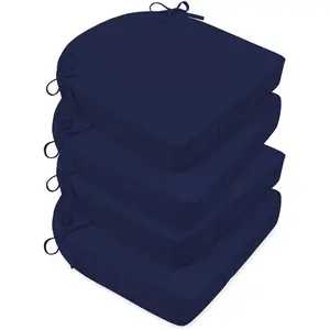 Outdoor Cushions for Patio Furniture:  &  Outdoor Chair Cushions Set of 4-19 x 19 x 3 Inch Thick Patio Chair Cushions with Adjustable Ties & Handle, Navy Blue