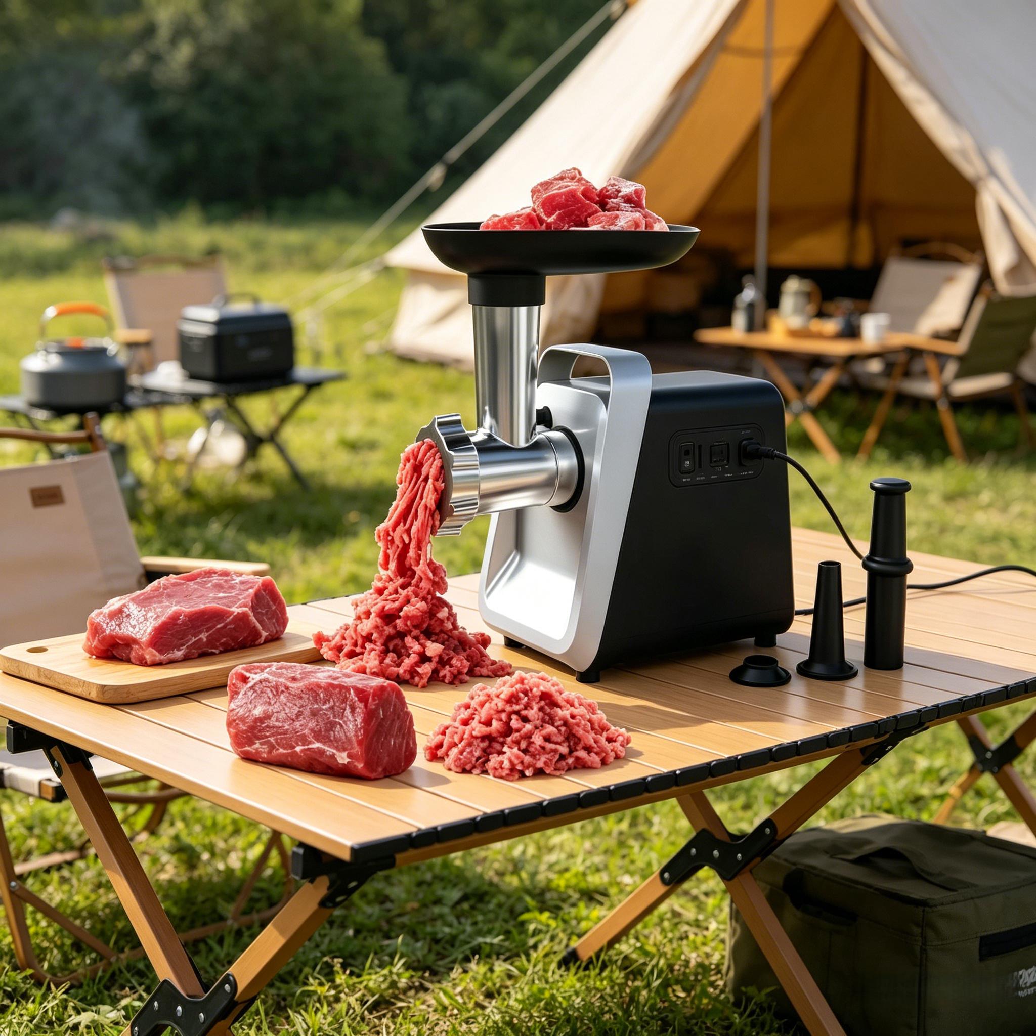 2800W electric meat grinder, stainless steel meat grinder, equipped with 2 blades, sausage tube, and Kubbe kit, suitable for use in home kitchens with American standard plugs