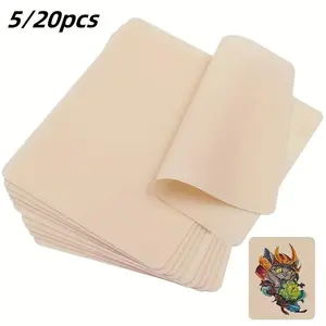 Double Sided Tattoo Practice Skin, 5 /20pcs Non-sticky Silicone Tattoo Practice Sheet, Suitable for Beginners & Professionals