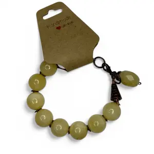 Yellow Beaded Bracelet with Clasps - Handmade Beaded Design, Yellow Chunky Beads, Adjustable Closure