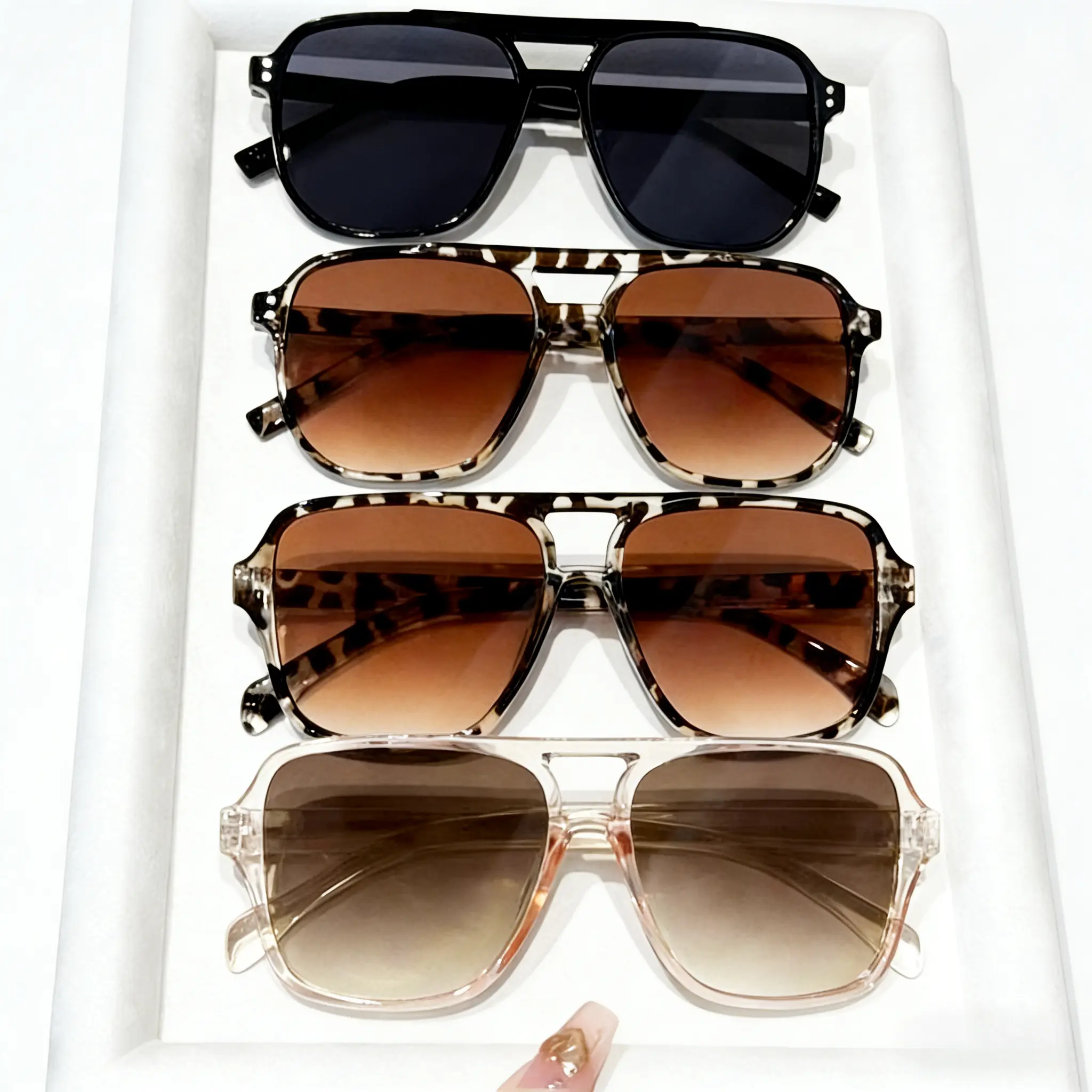 4-Pack Unisex Y2K  Aviator Sunglasses - Vintage Square Lightweight Daily/Outdoor Shades outdoorfun,summerwins