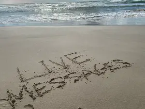 Custom Photo of Your Message Written in the Sand Live Messages on Beach Shoreline Scene