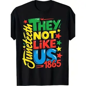 Men'S Juneteenth 1865 Black History Month T-Shirt | Graphic Tee with "They Not Like Us" Slogan, Vibrant Retro Print, Comfortable Casual Short Sleeve, All-Season Round Neck Top