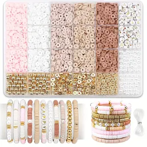 2850 Pieces Large Capacity Flat Beads + Elastic Rope, Multi-Color DIY Bracelet Kit, Adult Handmade Gift Set, Craft Supplies