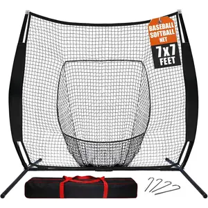 7x7ft/8x8ft Baseball Softball Net with Steel Frame for Batting, Hitting, Pitching, Portable Baseball Batting Net with Carry Bag,  for  Levels