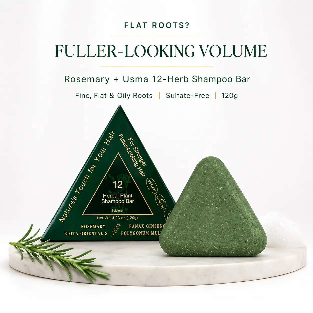 Selvioren Oily Scalp Shampoo Bar (120g) - Sulfate-Free Usma Grass Herbal Haircare Cleanser, Clarifying Detox for Greasy Hair, Sebum Control, Cedar-Infused, Daily Use, Removes Buildup, Volumizing Anti-Thinning Thickening Shampoo