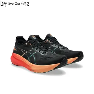 Sleek Black Athletic Sneakers with Bold Orange Accents – Seamless Knit Fabric, Memory Foam Insole & Durable Traction Sole, Modern Design Ideal for Urban Commute & Daily Cardio Workouts