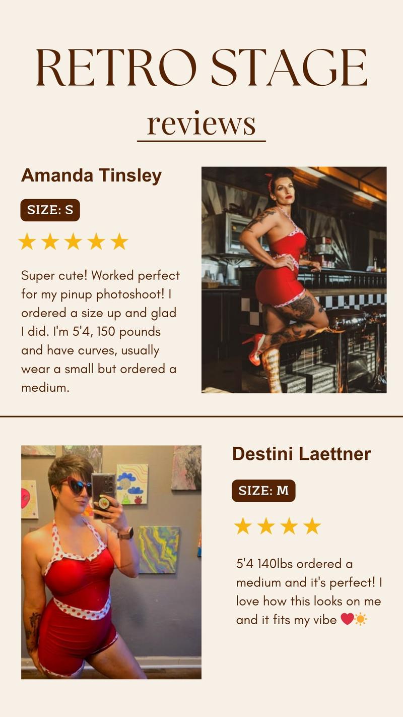 Retro Stage 1940S Wine Red & White Spliced One - Piece Swimsuit Ideal for Casual Travel, Sunbathing on the Beach, Beach Vacation Parties, and Swimming - Flaunt Fashionable Sexy Style in All Seaside Activities Swimwear Polka Dots Classic Vintage