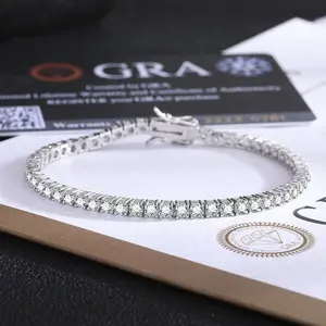 6mm 925 Sterling Silver Moissanite Bracelet 3mm D VVS1 Diamond with GRA for Women Sparkling Wedding Party Fine Jewelry